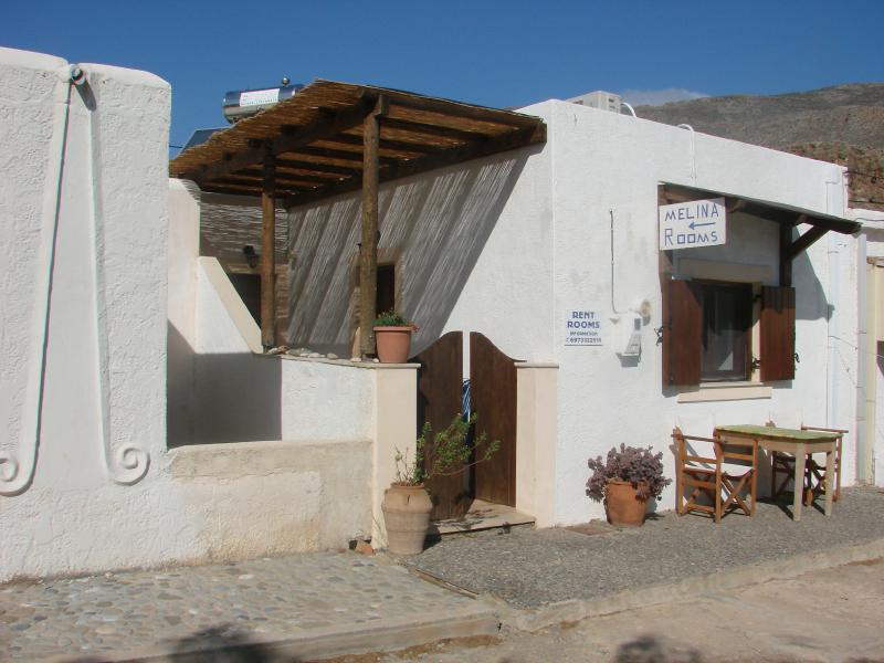 picture of Melina Rooms from beach of Kato Zakros